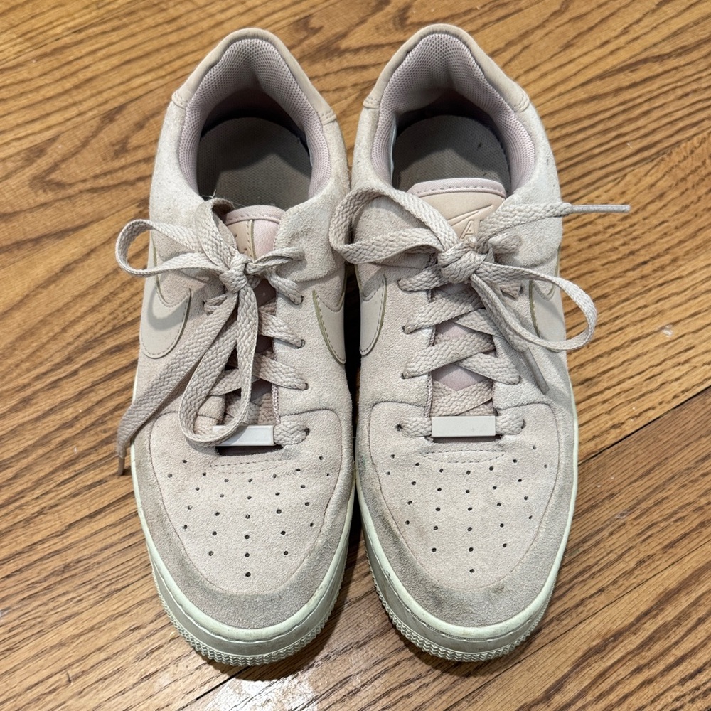 Nike Air Force light pink suede sneakers